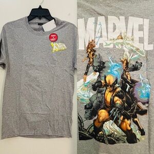 NEW Marvel X-Men Logo Tee T-Shirt Men’s size small Heather gray Double sided
